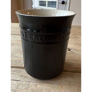 Le Creuset Stoneware 1 Liter Utensil Crock Holder Shiny Black Onyx  NEW
